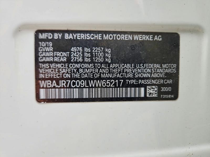 Продажа на аукционе авто 2020 Bmw 530, vin: WBAJR7C09LWW65217, номер лота: 52650006