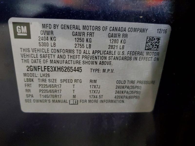 2017 Chevrolet Equinox მანქანა იყიდება აუქციონზე, vin: 2GNFLFE3XH6265445, აუქციონის ნომერი: 53501396