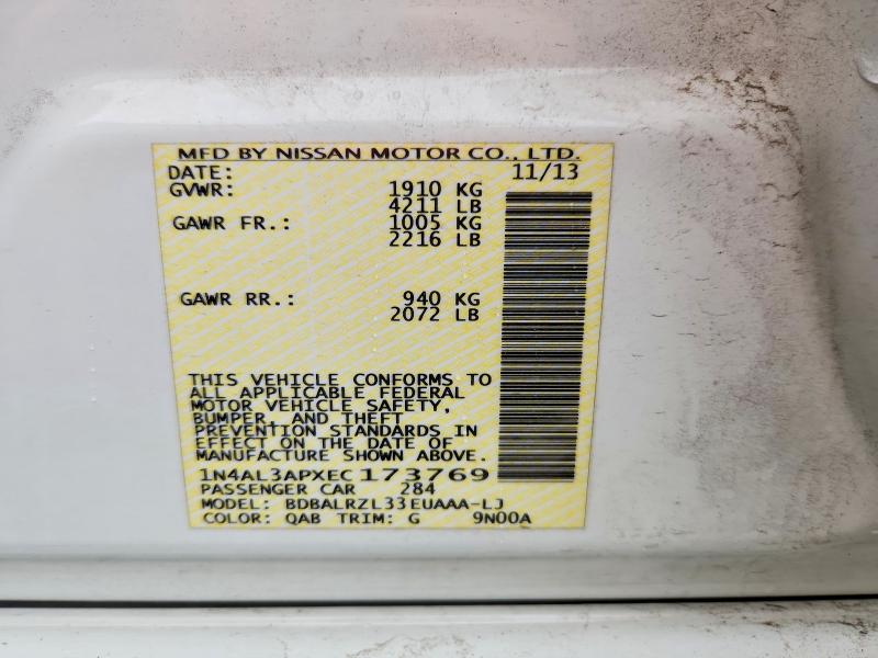 Aukcja sprzedaży 2014 Nissan Altima, vin: 1N4AL3APXEC173769, numer aukcji: 54884546