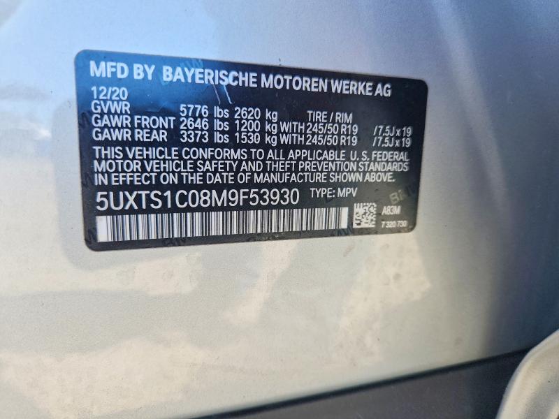 Aukcja sprzedaży 2021 Bmw X3, vin: 5UXTS1C08M9F53930, numer aukcji: 54888436