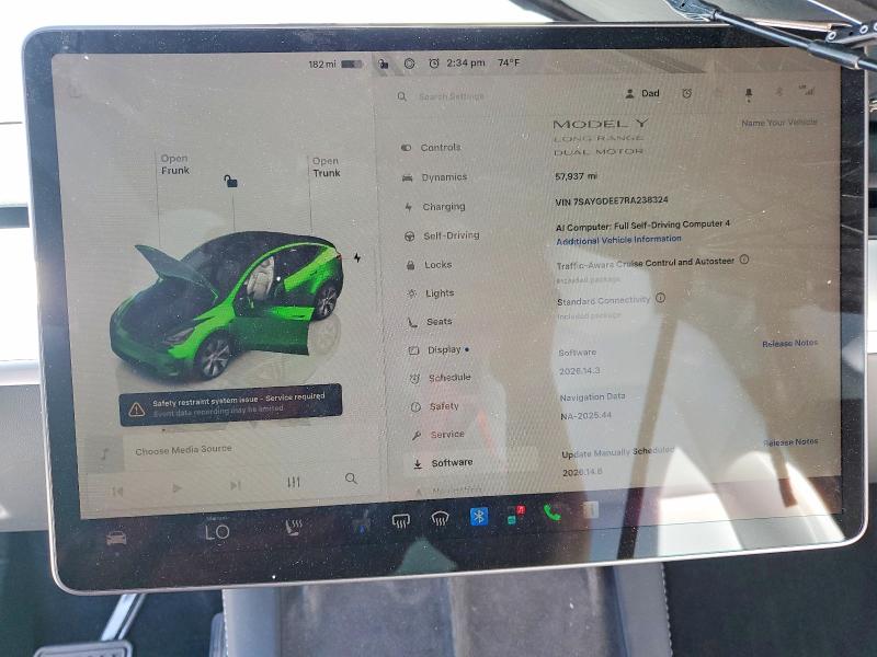 55001086 :رقم المزاد ، 7SAYGDEE7RA238324 vin ، 2024 Tesla Model Y مزاد بيع