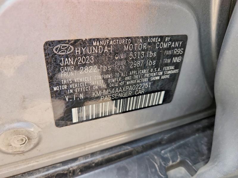 2023 Hyundai Ioniq 6 მანქანა იყიდება აუქციონზე, vin: KMHM54AAXPA022251, აუქციონის ნომერი: 54443636
