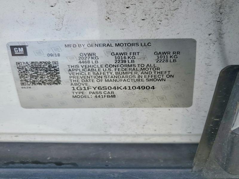 Aukcja sprzedaży 2019 Chevrolet Bolt Ev, vin: 1G1FY6S04K4104904, numer aukcji: 54880576