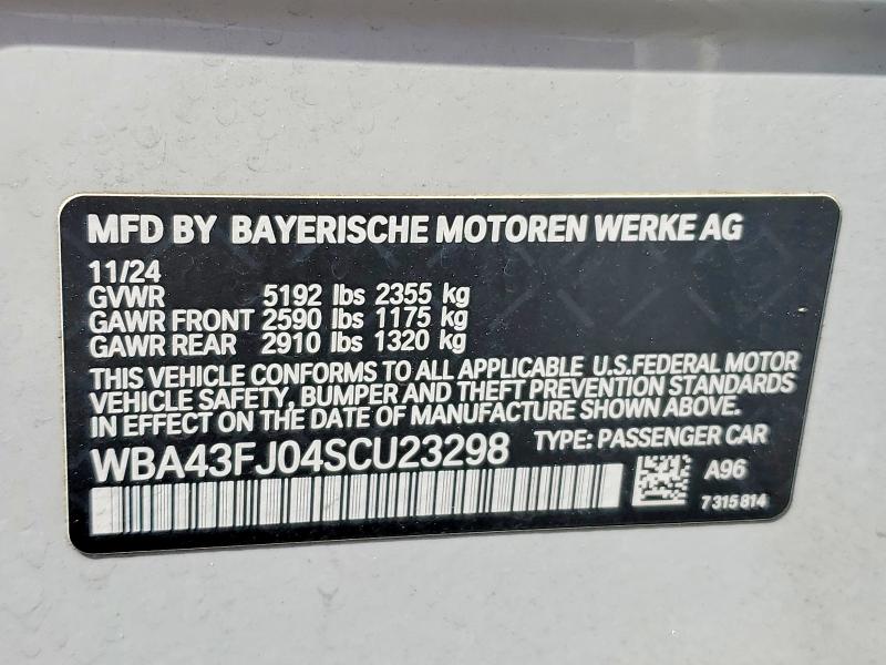 Auction sale of the 2025 Bmw 530, vin: WBA43FJ04SCU23298, lot number: 53277936