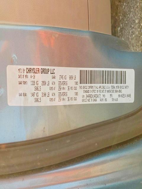 2010 Chrysler Town & Country მანქანა იყიდება აუქციონზე, vin: 2A4RR8DX1AR334171, აუქციონის ნომერი: 52305686