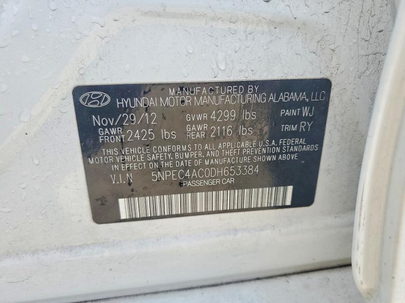 2013 Hyundai Sonata მანქანა იყიდება აუქციონზე, vin: 5NPEC4AC0DH653384, აუქციონის ნომერი: 55383096