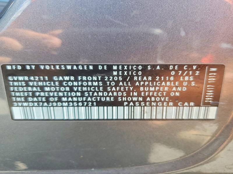 53911026 :رقم المزاد ، 3VWDX7AJ9DM356721 vin ، 2013 Volkswagen Jetta مزاد بيع