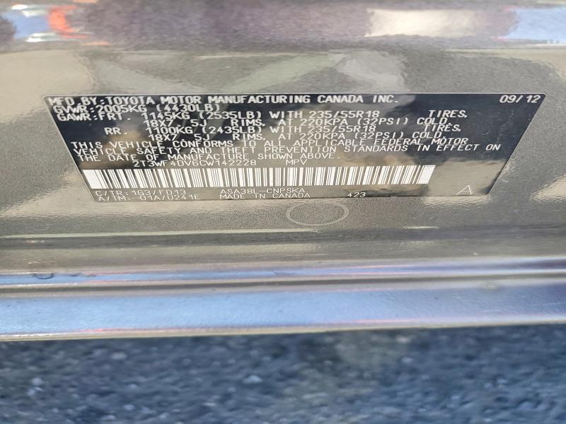 Продажа на аукционе авто 2012 Toyota Rav4, vin: 2T3WF4DV6CW142228, номер лота: 54862766