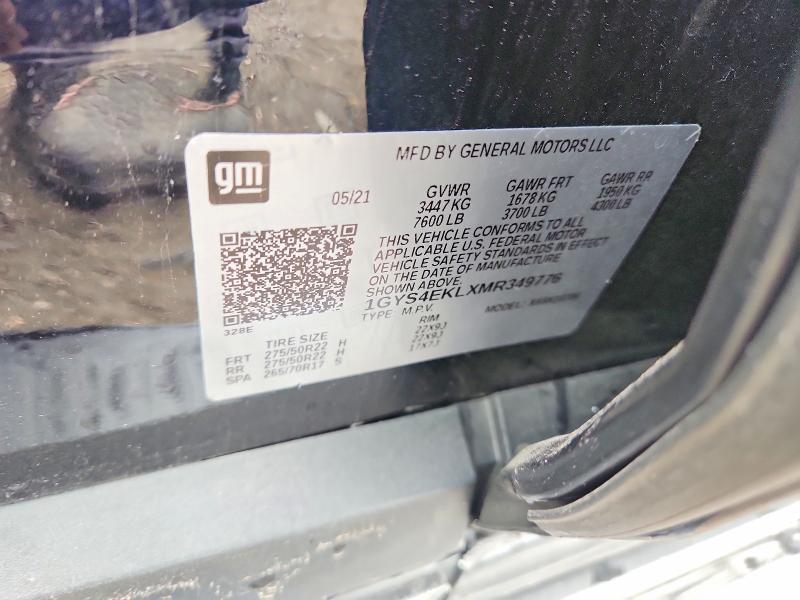 2021 Cadillac Escalade მანქანა იყიდება აუქციონზე, vin: 1GYS4EKLXMR349776, აუქციონის ნომერი: 52602526