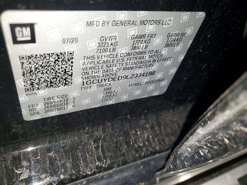 Продаж на аукціоні авто 2020 Chevrolet Silverado, vin: 1GCUYDED9LZ334198, номер лоту: 53065096