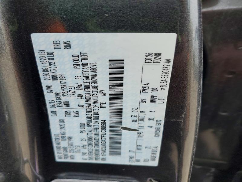 2015 Ford Escape მანქანა იყიდება აუქციონზე, vin: 1FMCU0GX7FUC88584, აუქციონის ნომერი: 53816746