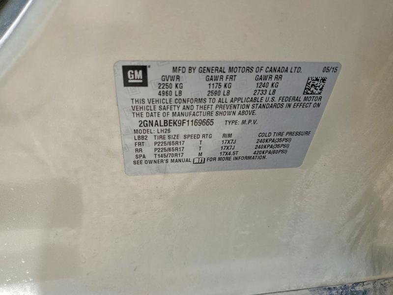 Aukcja sprzedaży 2015 Chevrolet Equinox, vin: 2GNALBEK9F1169665, numer aukcji: 55024966