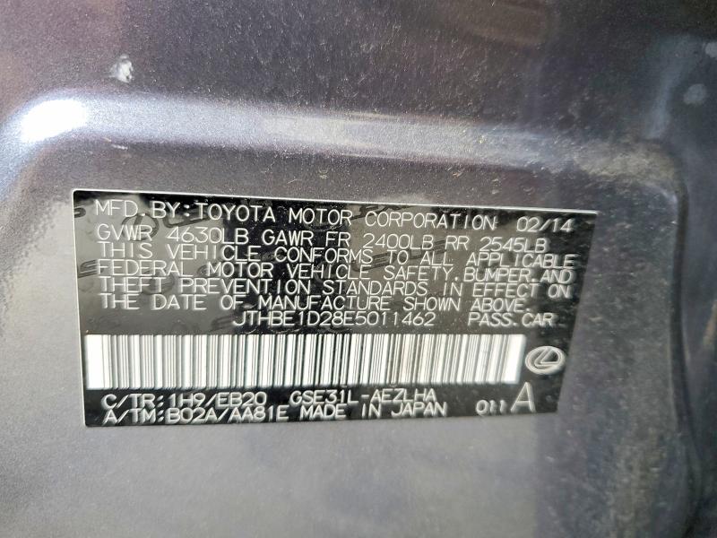 2014 Lexus Is მანქანა იყიდება აუქციონზე, vin: JTHBE1D28E5011462, აუქციონის ნომერი: 53278726