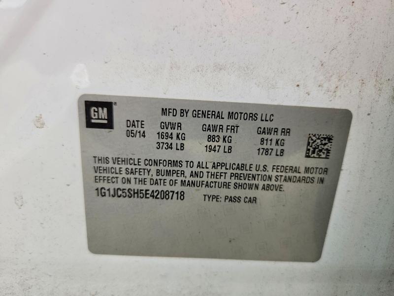 Aukcja sprzedaży 2014 Chevrolet Sonic, vin: 1G1JC5SH5E4208718, numer aukcji: 55536256