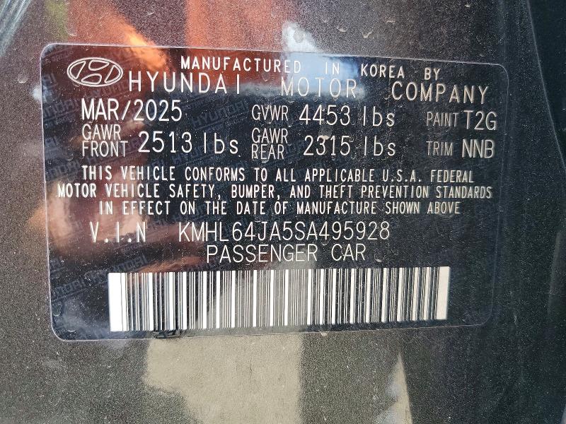 2025 Hyundai Sonata მანქანა იყიდება აუქციონზე, vin: KMHL64JA5SA495928, აუქციონის ნომერი: 52380406
