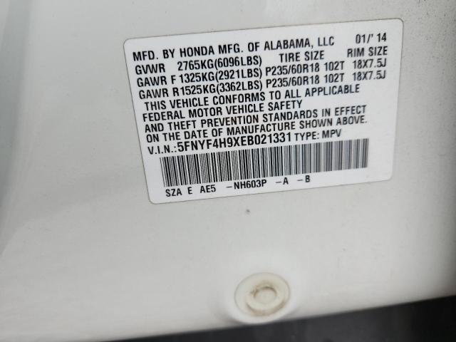 2014 Honda Pilot მანქანა იყიდება აუქციონზე, vin: 5FNYF4H9XEB021331, აუქციონის ნომერი: 52578736
