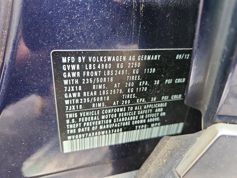 Aukcja sprzedaży 2013 Volkswagen Tiguan, vin: WVGBV7AX6DW537405, numer aukcji: 53059356