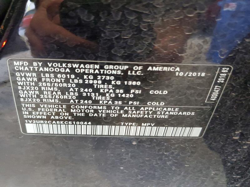 Aukcja sprzedaży 2019 Volkswagen Atlas, vin: 1V2UR2CA5KC510044, numer aukcji: 52437036