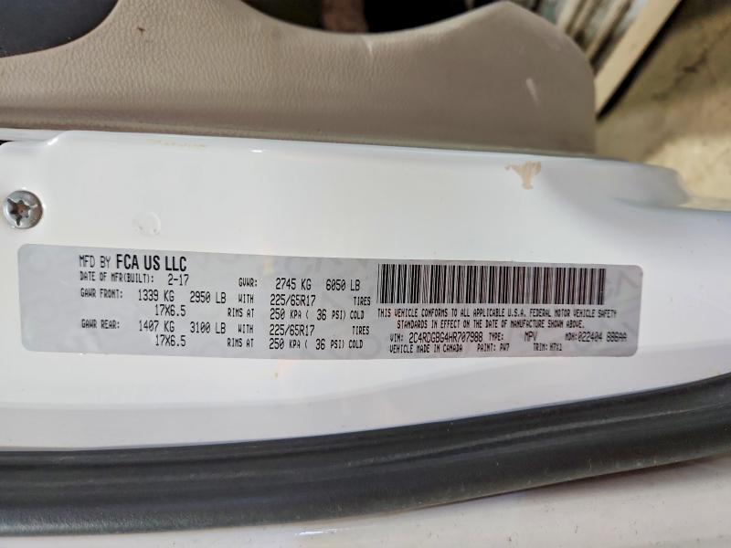 Продажа на аукционе авто 2017 Dodge Grand Caravan, vin: 2C4RDGBG4HR707988, номер лота: 53211556