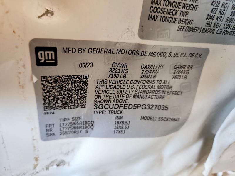 Aukcja sprzedaży 2023 Chevrolet Silverado, vin: 3GCUDFED5PG327035, numer aukcji: 55008866