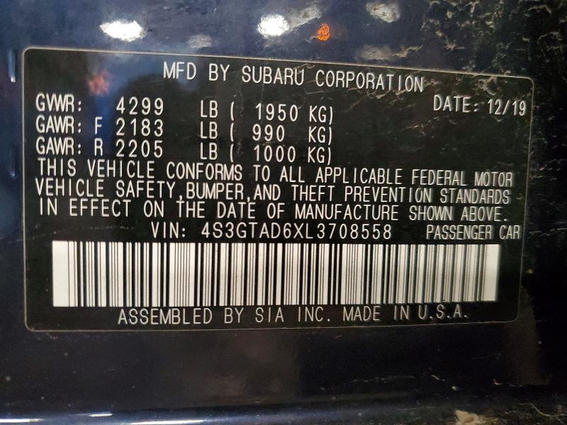 Aukcja sprzedaży 2020 Subaru Impreza, vin: 4S3GTAD6XL3708558, numer aukcji: 54147826