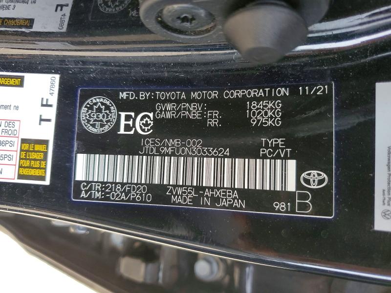 Aukcja sprzedaży 2022 Toyota Prius, vin: JTDL9MFU0N3033624, numer aukcji: 53654106
