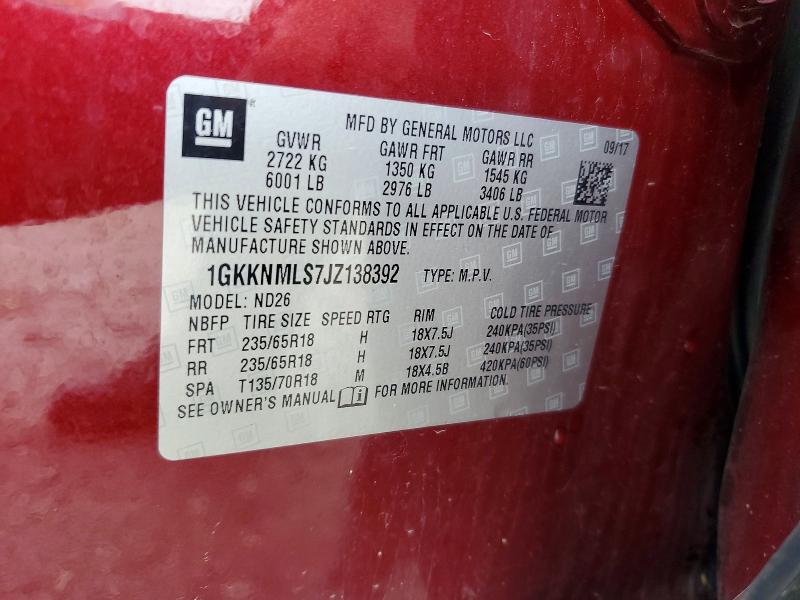 Продажа на аукционе авто 2018 Gmc Acadia, vin: 1GKKNMLS7JZ138392, номер лота: 54975086