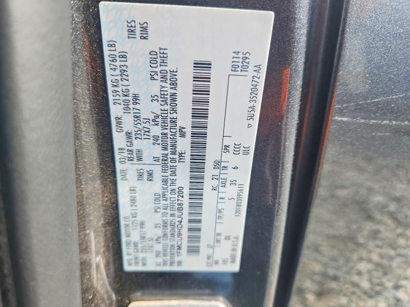 54530636 :رقم المزاد ، 1FMCU9HD4JUB87200 vin ، 2018 Ford Escape مزاد بيع