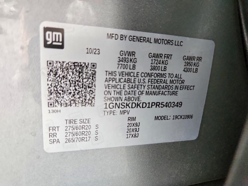 Продаж на аукціоні авто 2023 Chevrolet Suburban, vin: 1GNSKDKD1PR540349, номер лоту: 52945376