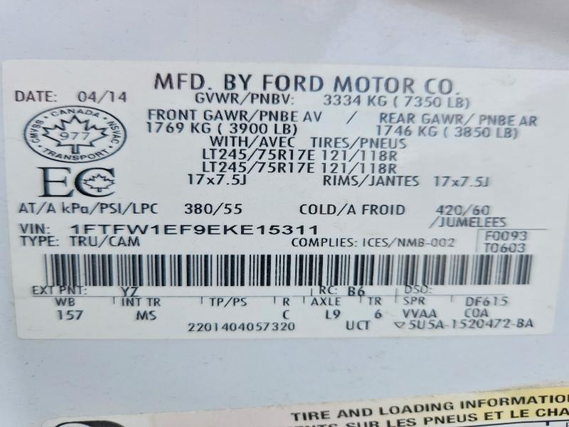 Aukcja sprzedaży 2014 Ford F150, vin: 1FTFW1EF9EKE15311, numer aukcji: 52072286