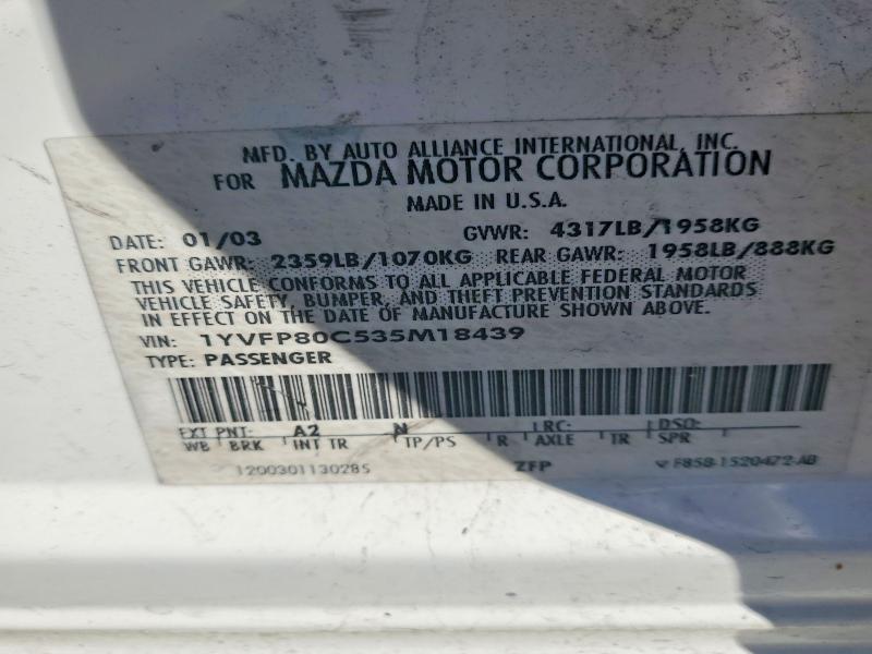 53245246 :رقم المزاد ، 1YVFP80C535M18439 vin ، 2003 Mazda 6 مزاد بيع