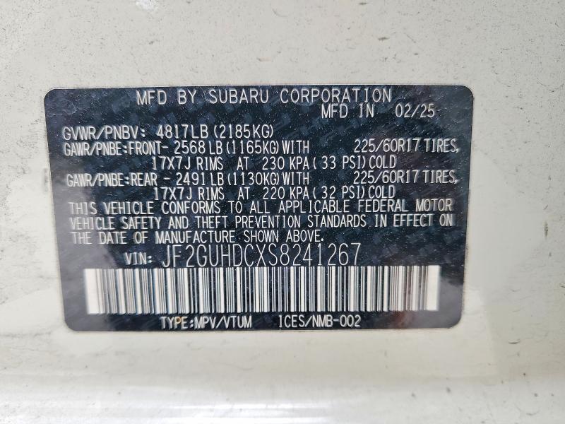 Продаж на аукціоні авто 2025 Subaru Crosstrek, vin: JF2GUHDCXS8241267, номер лоту: 52693786