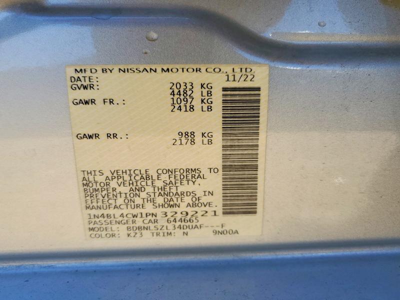 Продажа на аукционе авто 2023 Nissan Altima, vin: 1N4BL4CW1PN329221, номер лота: 52910906