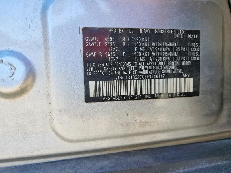 Продаж на аукціоні авто 2015 Subaru Outback, vin: 4S4BSACC6F3246147, номер лоту: 54354366