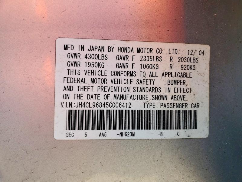52035306 :رقم المزاد ، JH4CL96845C006412 vin ، 2005 Acura Tsx مزاد بيع