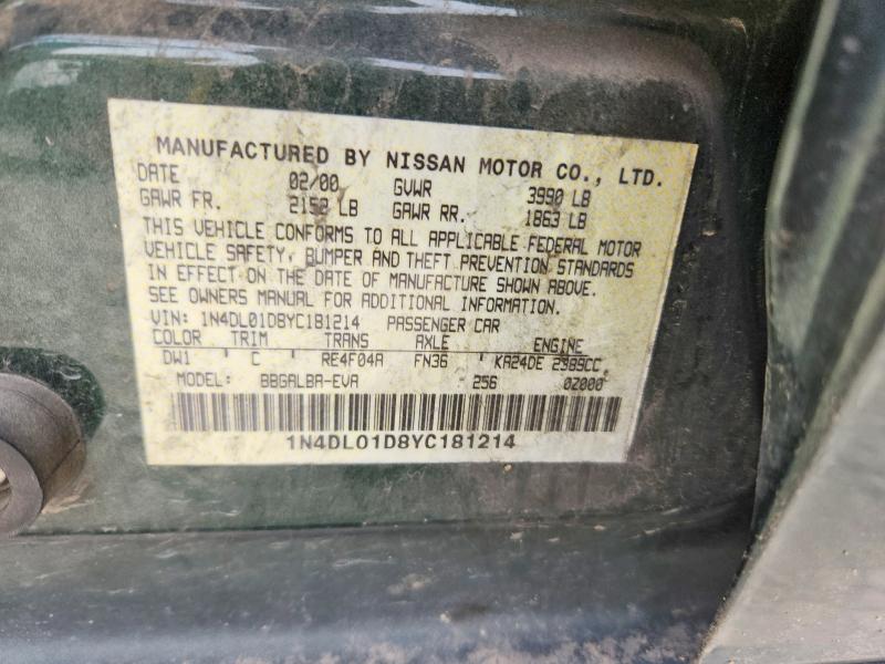 Aukcja sprzedaży 2000 Nissan Altima, vin: 1N4DL01D8YC181214, numer aukcji: 54729596