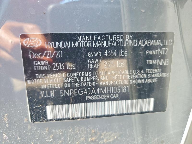 Продажа на аукционе авто 2021 Hyundai Sonata, vin: 5NPEG4JA4MH105181, номер лота: 52211656