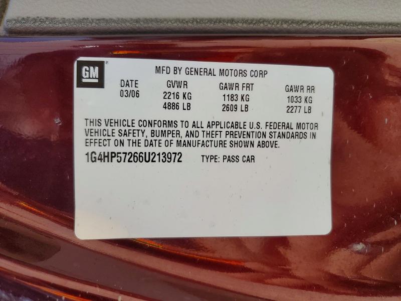 54918766 :رقم المزاد ، 1G4HP57266U213972 vin ، 2006 Buick Lucerne مزاد بيع