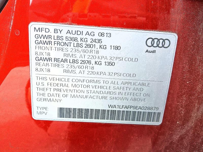 2014 Audi Q5 მანქანა იყიდება აუქციონზე, vin: WA1LFAFP9EA028879, აუქციონის ნომერი: 55435396