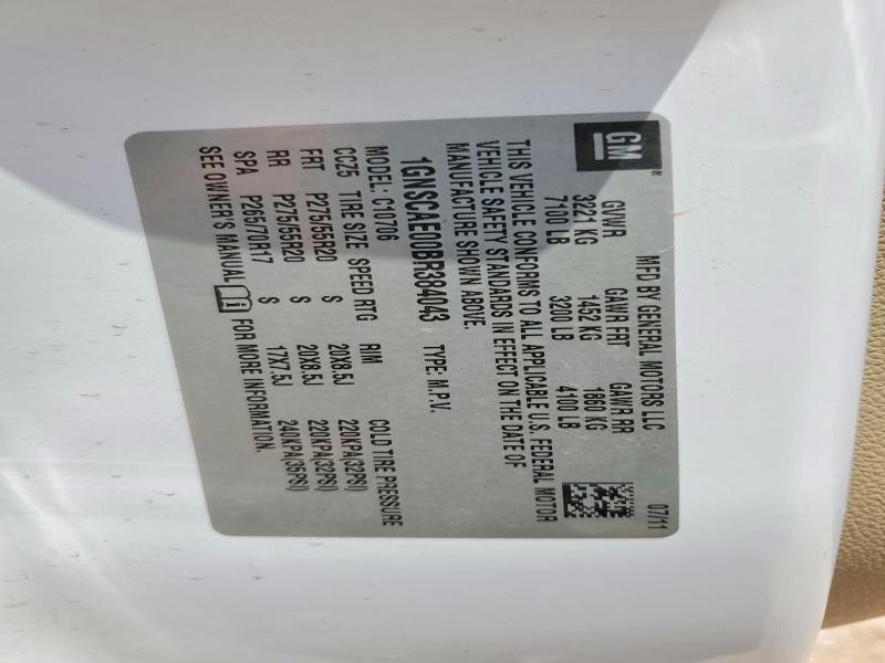 Aukcja sprzedaży 2011 Chevrolet Tahoe, vin: 1GNSCAE00BR384043, numer aukcji: 52728326