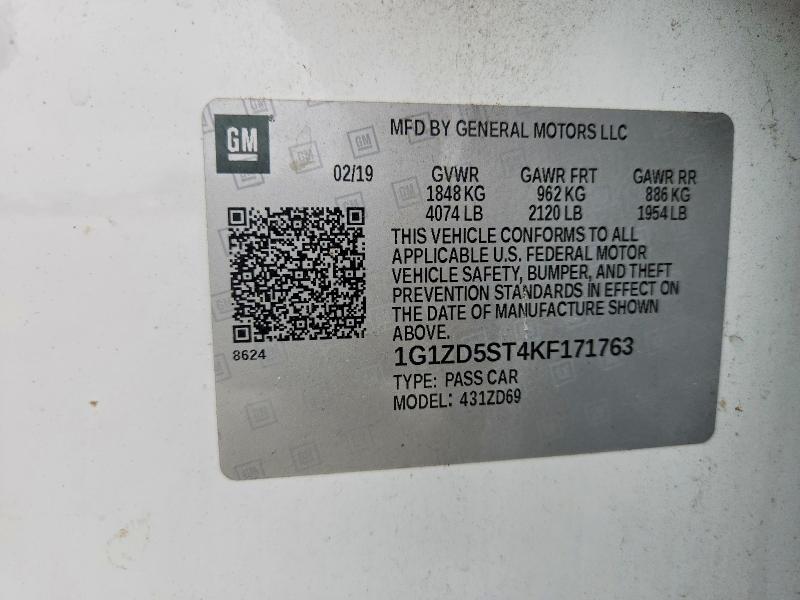 Продажа на аукционе авто 2019 Chevrolet Malibu, vin: 1G1ZD5ST4KF171763, номер лота: 54521706