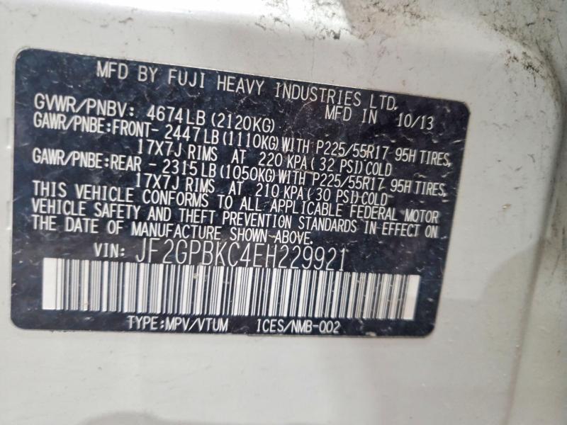 Продаж на аукціоні авто 2014 Subaru Xv Crosstrek, vin: JF2GPBKC4EH229921, номер лоту: 54199146