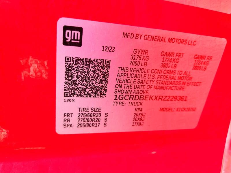 Aukcja sprzedaży 2024 Chevrolet Silverado, vin: 1GCRDBEKXRZ229361, numer aukcji: 53505476