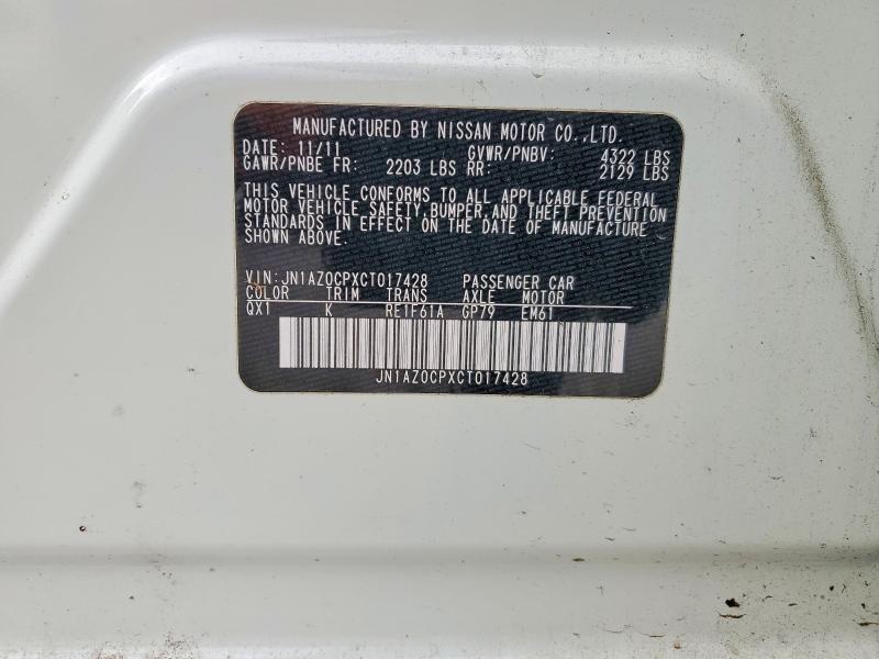 Aukcja sprzedaży 2012 Nissan Leaf, vin: JN1AZ0CPXCT017428, numer aukcji: 52945776