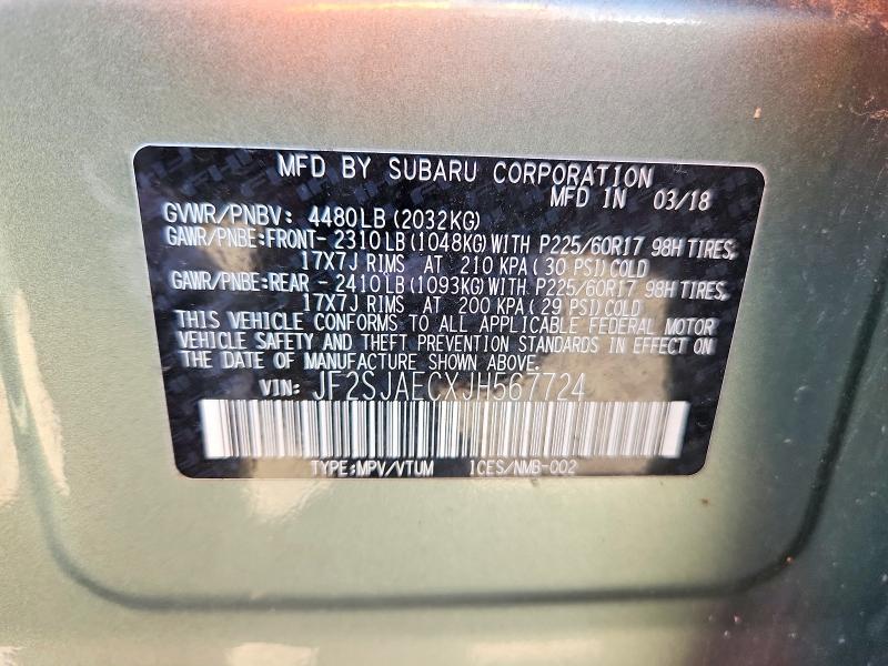 Aukcja sprzedaży 2018 Subaru Forester, vin: JF2SJAECXJH567724, numer aukcji: 53901936