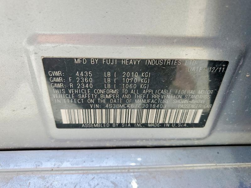 53519086 :رقم المزاد ، 4S3BMCK67C3018403 vin ، 2012 Subaru Legacy مزاد بيع