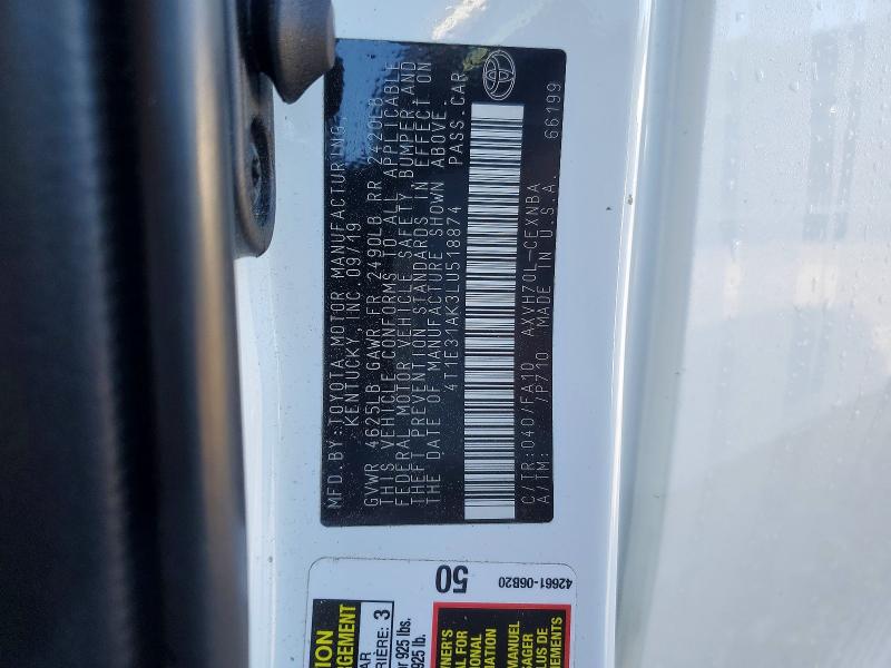 Продаж на аукціоні авто 2020 Toyota Camry, vin: 4T1E31AK3LU518874, номер лоту: 52486306