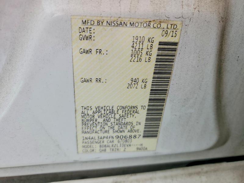 Aukcja sprzedaży 2015 Nissan Altima, vin: 1N4AL3AP4FN906887, numer aukcji: 52940286