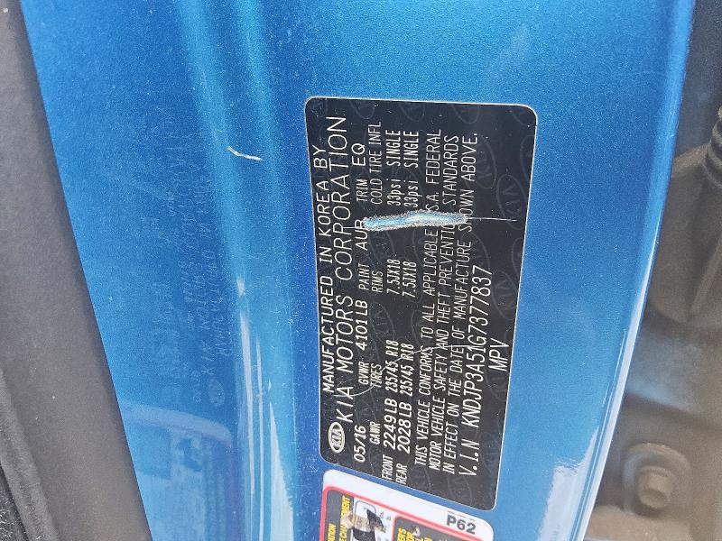 Продаж на аукціоні авто 2016 Kia Soul, vin: KNDJP3A51G7377837, номер лоту: 51954806