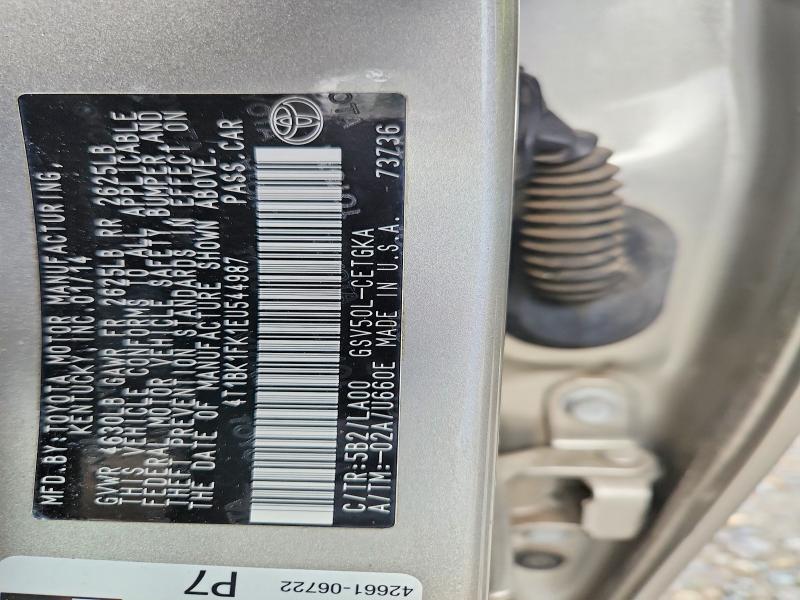 Auction sale of the 2014 Toyota Camry, vin: 4T1BK1FK1EU544987, lot number: 54718996